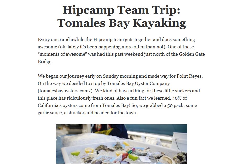 Hipcamp Team Trip: Tomales Bay Kayaking